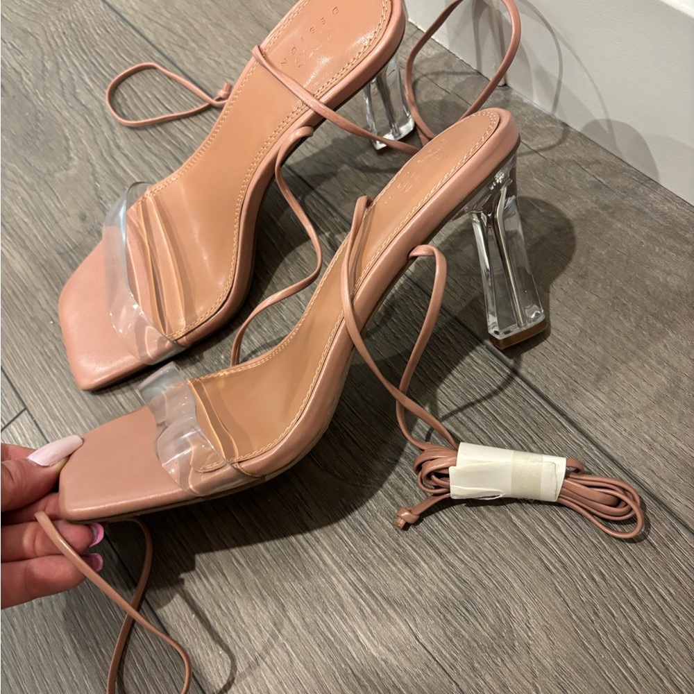 Asos Wide width Nude Strappy Heels NEW